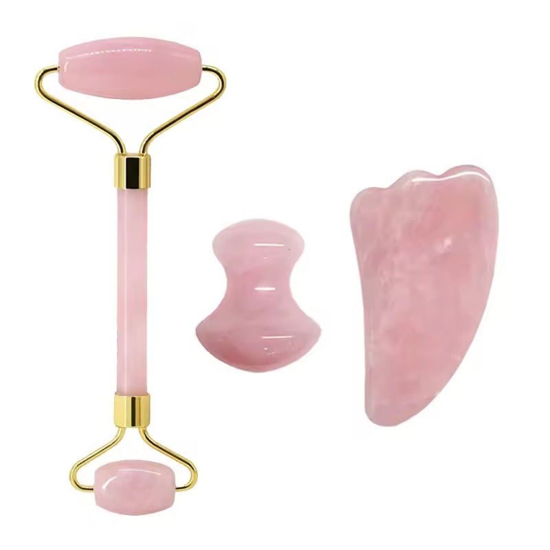 Rose Quartz Face Roller and Guasha Set