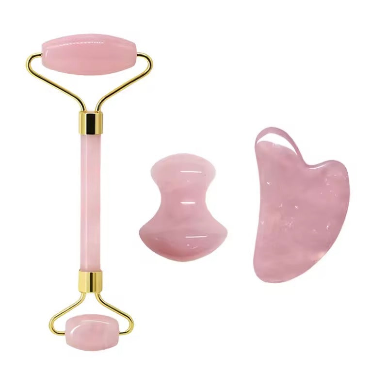 Rose Quartz Face Roller and Guasha Set