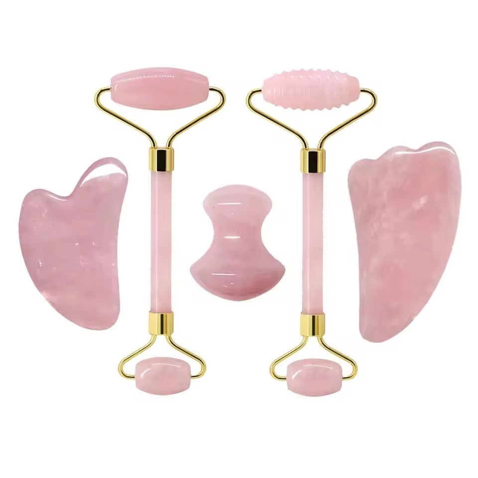 Rose Quartz Face Roller and Guasha Set