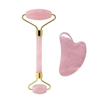 Rose Quartz Face Roller and Guasha Set