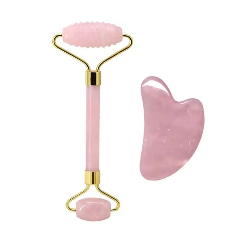 Rose Quartz Face Roller and Guasha Set
