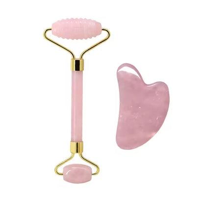 Rose Quartz Face Roller and Guasha Set